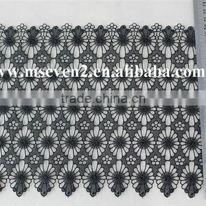 Black Color 20cm 100% Polyester Lace Trim Wholesale Flower Guipure Lace Trim Bridal Lace Trim for Dress thumbnail-6