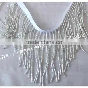 High Quality 9.5cm Width Nylon Handmade Beaded Custom Ribbon Fringes thumbnail-5