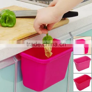 Kitchen Cabinet Doors Hanging Plastic Trash Creative Desktop Multi-function Storage Box- Pink thumbnail-2