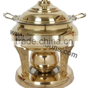 Rounded Base Chafing Dish for Sale | Brass Plated Chafing Dish | Handmade Party Supplies Chafing Dish thumbnail-1