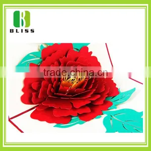 Handmade Offset Paper Printing 3d Pop up Folding Dried Flowers Greeting Cards thumbnail-5
