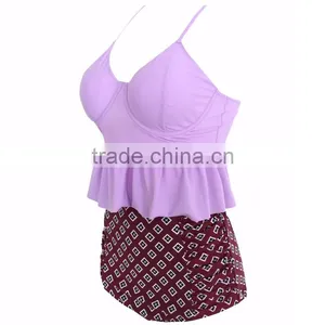 2016 New Arrival Two Piece of Custom Made Top Quality Retro High Waist Bikini Set thumbnail-2