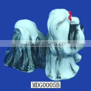 Hand Made Vintage Ceramic Dog Figurine Black Shihtzu thumbnail-1
