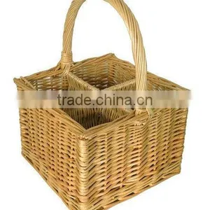 New Design Handle Wicker Wine Basket for Four Bottle thumbnail-1