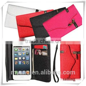 Wholesale Luxury Zippered Leather Wallet Flip Case For Apple Iphone 6 With Corsair, Eather Wallet Flip Case For Iphone 6 thumbnail-3
