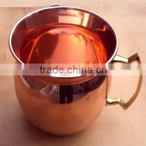 NEW DESIGN BPA FREE SMOOTH MOSCOW MULE 100% PURE COPPER MUG WITH BRASS HANDLE thumbnail-5
