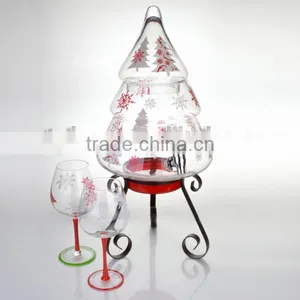 FDA, Holiday Theme Artificial Christmas Tree Shaped Glass Beverage Dispenser thumbnail-1