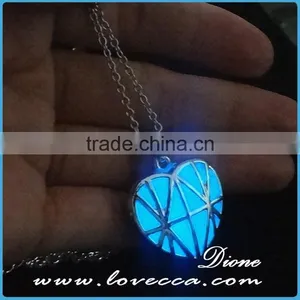 Nigh Light Magical Aqua Blue Hallow Heart Pendant Luminous thumbnail-4