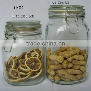 Clear Square Big Glass Airless Jar With Clamp Glass Lid thumbnail-1