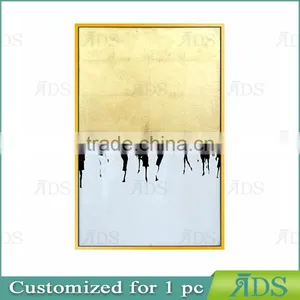 100% Hand Painted Abstract Modern Figure Oil Painting With Gold Foil thumbnail-3