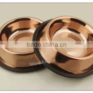 Stainless Steel Pet Bowl With Rose Gold Copper Finish thumbnail-1