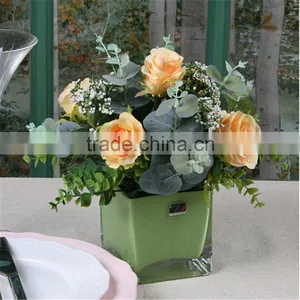 Creative Color Glass Candle Holder Square Candle Stand Party Decoration Premiums Gift thumbnail-3