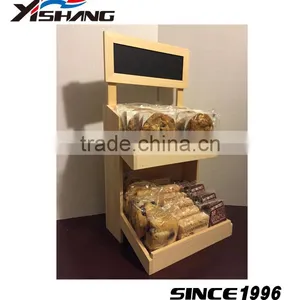 Retail Shop Blackboard Shelf Wood Bread Display Rack thumbnail-1