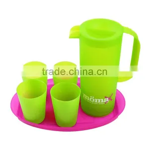 FDA Grade Plastic Pitcher Set With 4 Cups and Tray 1.5L thumbnail-1