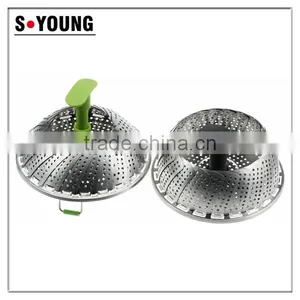 42053 Vegetable Steamer Stainless Steel Fruit Basket With Plastic Handle thumbnail-1