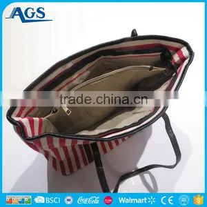 Classic Style Double Color Striped Large Tote Bag for Women thumbnail-6