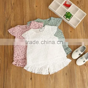 2017 Online Wholesale Baby Clothes Girls Lace Clothing Set for Summer thumbnail-1