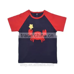 Summer Organic 100% Cotton Cartoon Applique Short T-shirt Boy Clothes Sets thumbnail-2