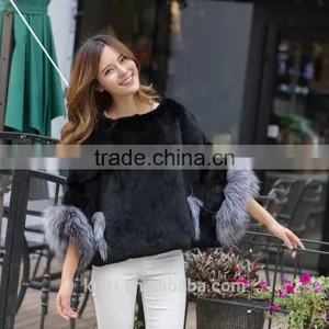 2016 New Winter Fashion Real Rex Rabbit Fur Coat Genuine Rabbit Fur Jacket Women Natural Fur Pullover thumbnail-3