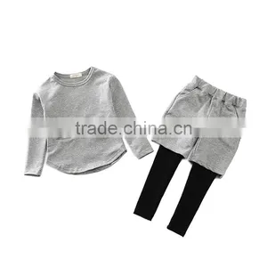 2017 New Arrival Kids T-shirt+pants Boutique Baby Wear Cotton Child Girls Clothing Set thumbnail-1