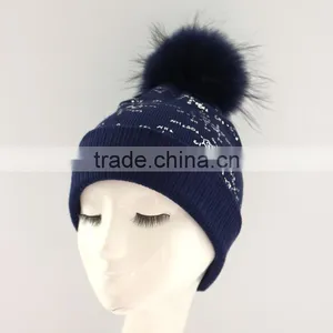 Myfur 2017 Wool Adults Style Letter Printing Pompom Hat With Real Fur Pom Pom thumbnail-2