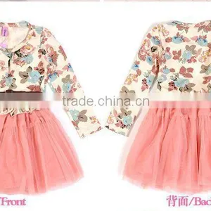 Free Shipping New Girls Baby Kids Toddlers Summer Floral Print Dress Bow Sleeveless Long Sleeve Tutu Dress Children's Clothing thumbnail-3