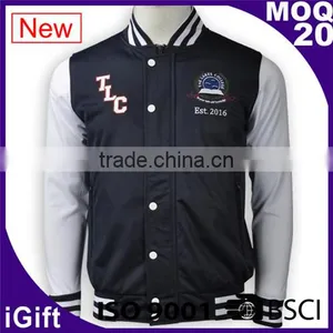 Men Wholesale Fashion Satin Wool Varsity Jackets thumbnail-1