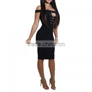 China Guangzhou Clothing OEM One-piece Dress Back Split Tight One-piece Dress thumbnail-2