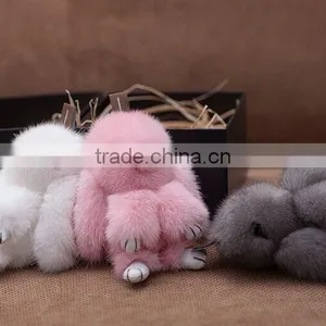 High Quality Mink Fur Rabbit Shape Keychain/mink Fur Keychain thumbnail-5