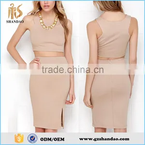 2016 Guangzhou Shandao Summer Solid Colour Casual Models Skirt and Blouse Sets thumbnail-1