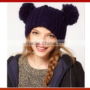 Women Knit Hat With Ears/Wholesale Cat Ear Beanie Crochet Braided Knit/Best Selling Cute Earflap Hand Made Woman Knitted Hats thumbnail-2