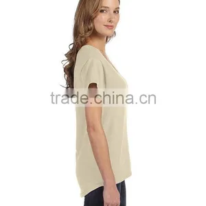 Custom Fashion Summer Wear Design Drape Blank T-Shirt,China T-Shirt Manufacturer Cotton Pure Color Blank T-Shirt for Women thumbnail-3