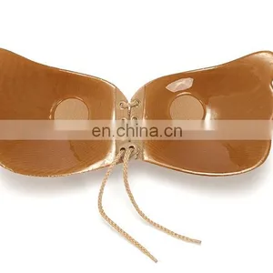 Women Self Adhesive Strapless Bandage Stick Silicone Push Up 1/2 Cup Invisible Fly Bra thumbnail-5
