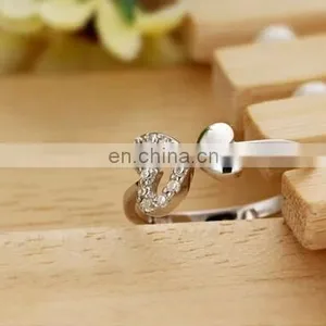 Double Heart Real Rhodium Plated Brass Crystal CZ Stone Ring for Women , Best Wedding Gift thumbnail-3