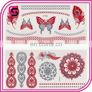 Hot Jewelry Metallic Flash Tattoos Temporary Gold Silver Body Jewelry Sticker Non-toxic Metallic Temporary Tattoos thumbnail-1