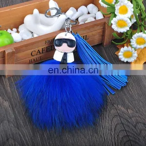 Double Faced Car Keychain Fox Fur Ball Bag Pendant thumbnail-3