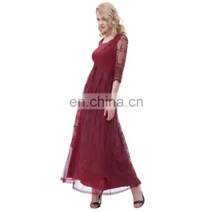 Belle Poque Retro Vintage 3/4 Sleeve Crew Neck Ankle-Length Lace Evening Dress BP000318-1 thumbnail-4
