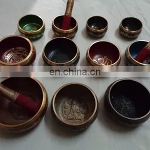 BRASS TIBETAN CARVED SINGING BOWLS 10 KGS PACK thumbnail-1