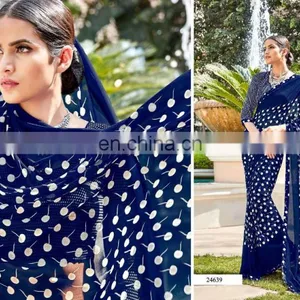 Designer Printed Georgette Saree. thumbnail-1
