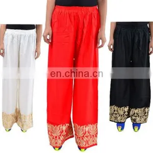 Latest Embroidery Design Rayon Free Size Palazzo Pants (5 Color Available) thumbnail-2