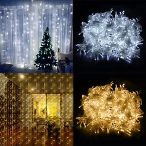 220V/110V LED Curtain String 3x3m 6x3m LED Icicle String Light Holiday Wedding Party Christmas Decoration Garland Lights thumbnail-1