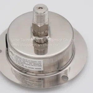 100mm Axial Back Connection All Stainless Steel Dual Scale Oil Filled Anti-shock Pointer Pressure Gauge With Edge thumbnail-2