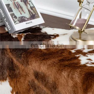 Cheap 100% Polyester Standard Size Cow Hide Shaggy Living Room Floor Rugs Carpet Mat thumbnail-2
