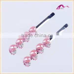 Yiwu Factory Price Multi Colors Hair Grips Top Quality Metal Crystal Rhinestone Decoration Ceramic Beads Hair Clips thumbnail-2