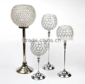 Crystal Ball Centerpiece Wedding Gold Candelabra, Gold Wedding Candle Holder thumbnail-4