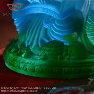Luxury Pate de Verre Handmade Colored Crystal Ganesha Buddha Statue thumbnail-5