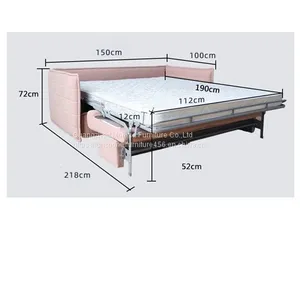 Multifunctional Apartment Sofa Bed Fabric Three-Person Living Room Sofa Art Push-Pull Bed thumbnail-1