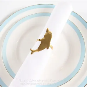 Factory Handmade Customized Dolphin Shaped Gold Napkin Rings thumbnail-2