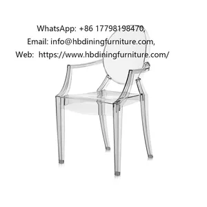 One-piece All-plastic Armrest Translucent Chair thumbnail-1