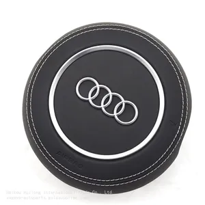 For Audi A4 B8 Leather Steering Wheel Airbag Cover Trim Cover White/Black/Red Stitching thumbnail-2